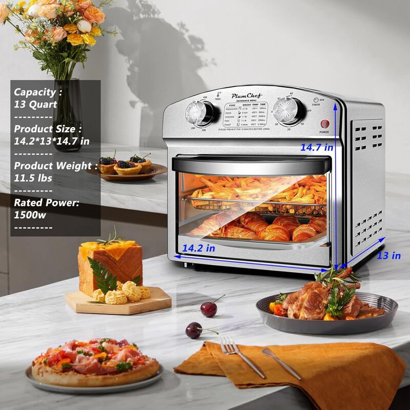 12.5 Quart 7-in-1 Convection Stainless Steel Toaster Oven with 5 Pre-Set Menus, 1500W image number 8