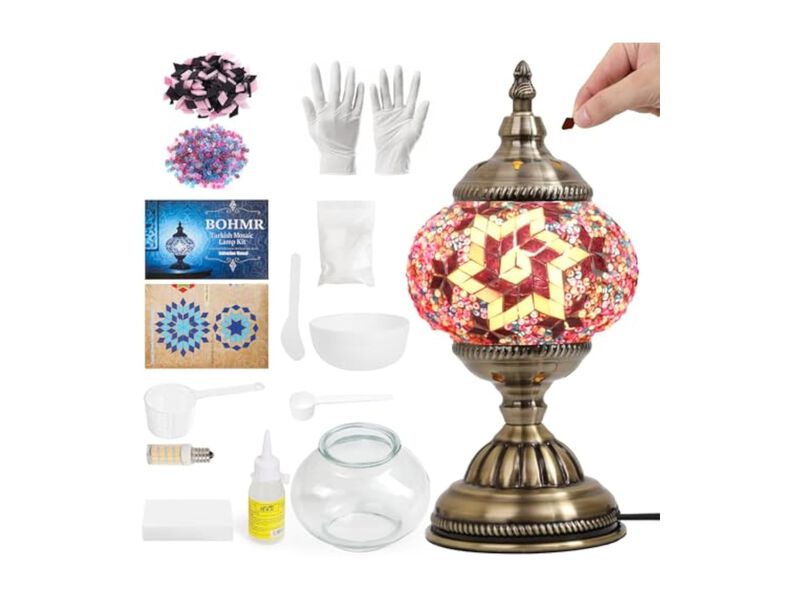 Turkish Mosaic Table Lamp For Bedroom Living Room Purple image number 0