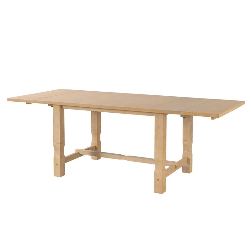 6 Piece Extendable Dining Set with Bench and Chairs solid wood dining set for kitchen dining room, rectangular dining table set with leaves image number 3