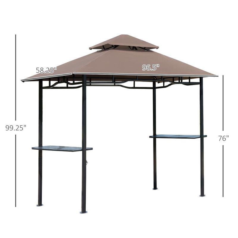 Hivvago 8' x 5' Grill Canopy Gazebo with Shelves for Patio & Garden image number 2