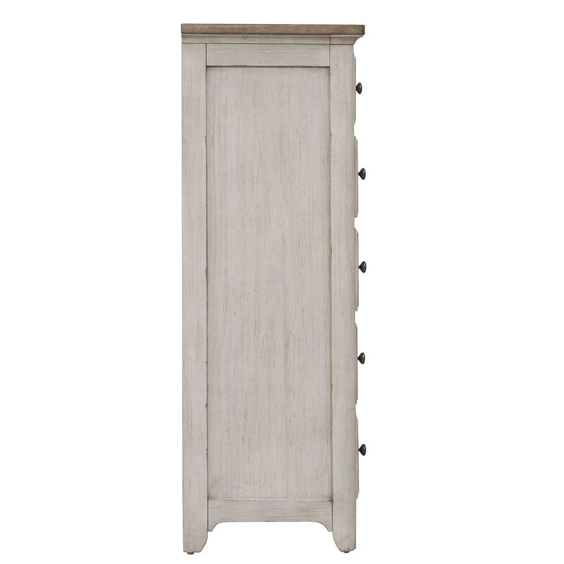 Liberty Furniture Farmhouse Reimagined 5 Drawer Chest in Antique White w/ Chestnut Top image number 2