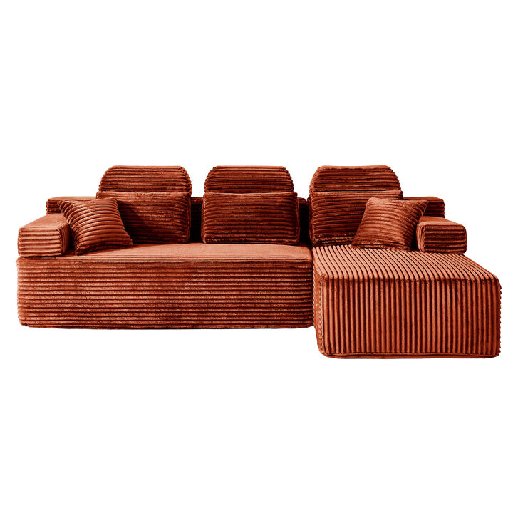 Schun L Shaped Corduroy Sectional Sleeper Sofa