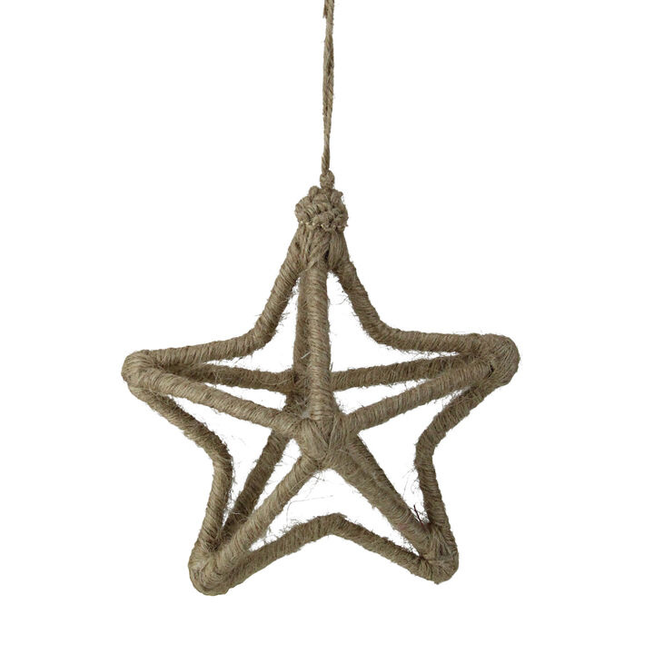 12" Beige 5 Point Star Jute Wrapped Christmas Ornament