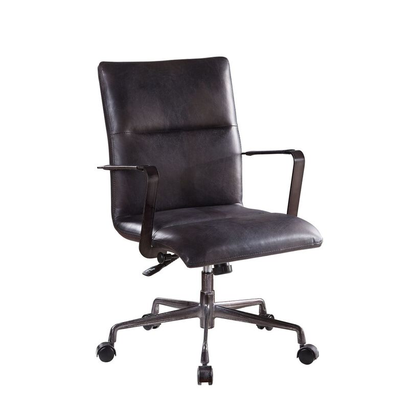 Indra Office Chair, Onyx Black Top Grain Leather