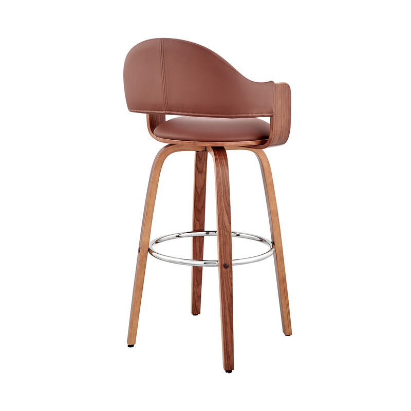 Daxton Gray Faux Leather and Walnut Wood Bar Stool image number 3