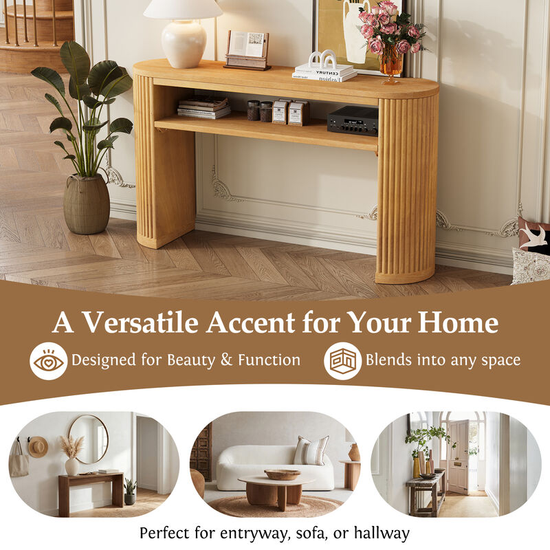 Farmhouse Oval Ash Veneer Console Table image number 4