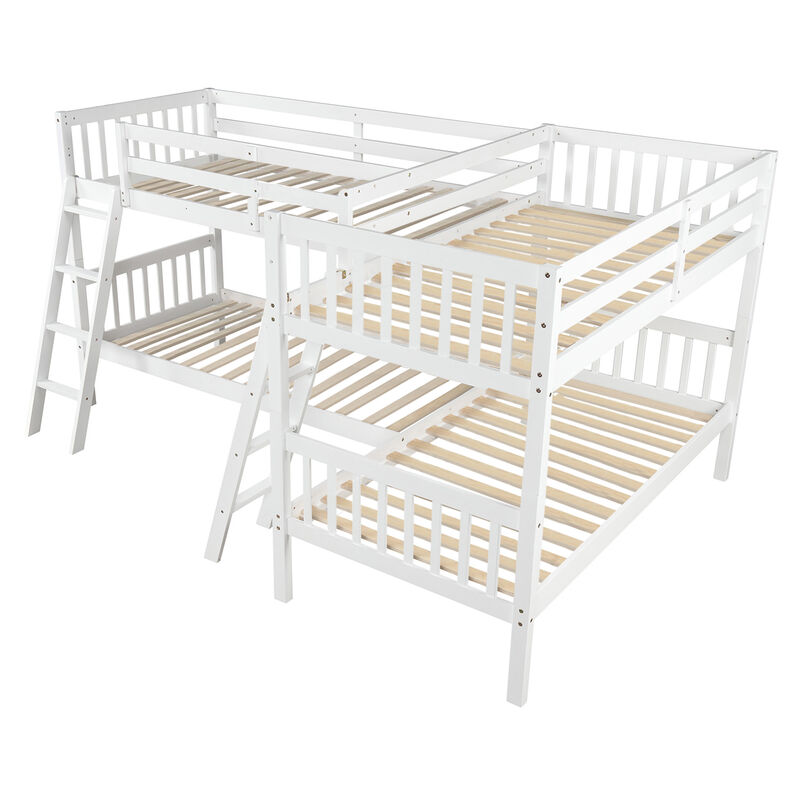 Whisen Twin over Twin L-Shaped Bunk Bed with Ladder
