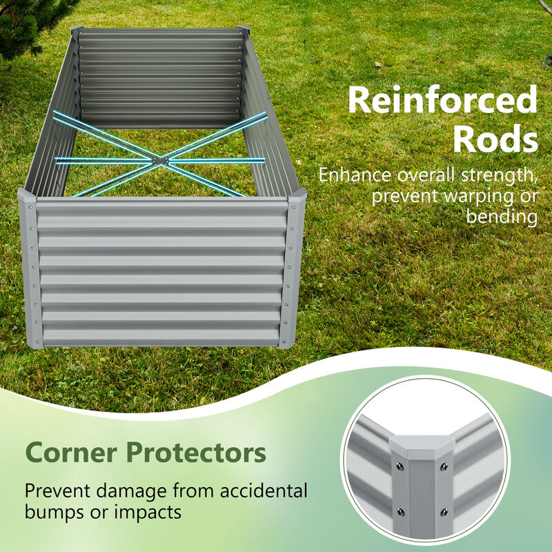 Rectangular Raised Garden Bed with Open Bottom Design for Improved Drainage and Healthy Root Growth