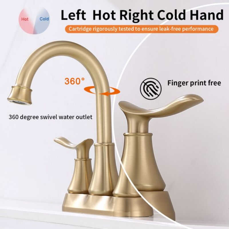 Centerset Bathroom Faucet, Brushed Gold Vanity Sink Faucet with Pop-Up Drain & Hoses image number 3