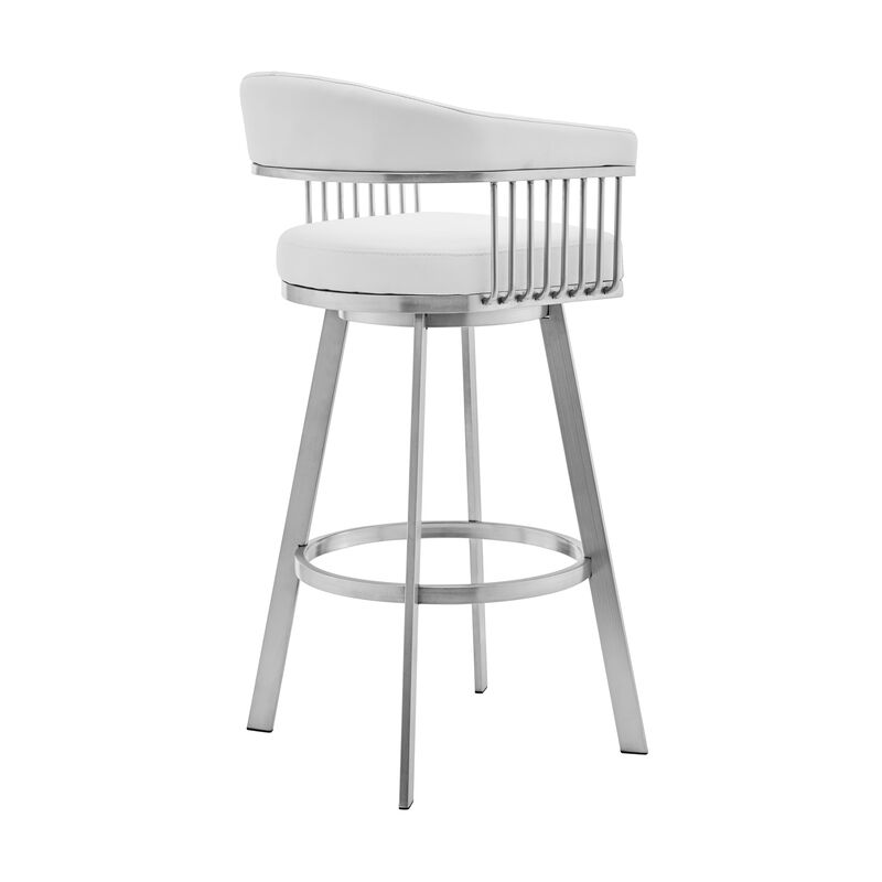 Chelsea Faux Leather and Brushed Stainless Steel Swivel Bar Stool