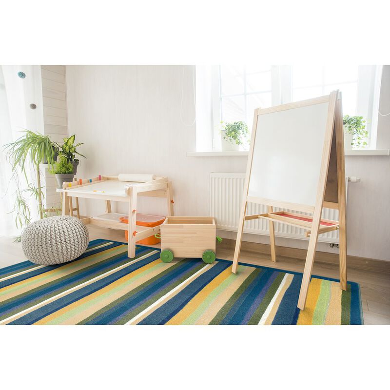 Joy Carpets Kid Essentials Yipes Stripes 10'9 x 13'2 Area Rug in Color Soft