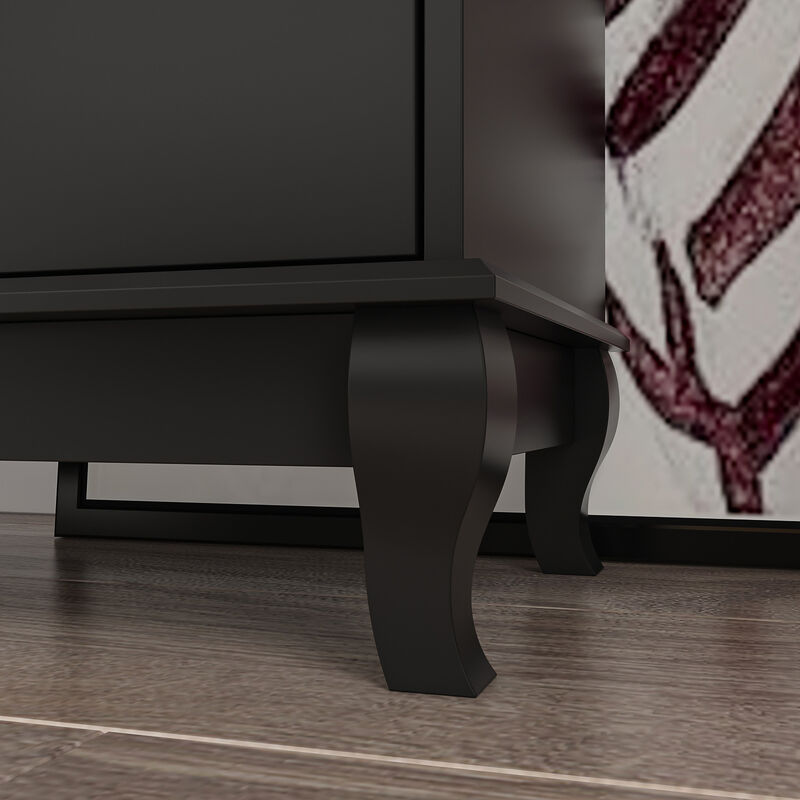 Black 10-Drawers Wood Double Chest of Drawer 55.1 in. W x 15.7 in. D x 35.4 in. H Dresser Organizer