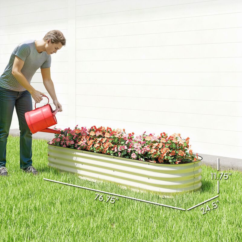 Hivvago Metal Raised Planter Box with Edge Protection, 6.4'x2'x1' image number 2