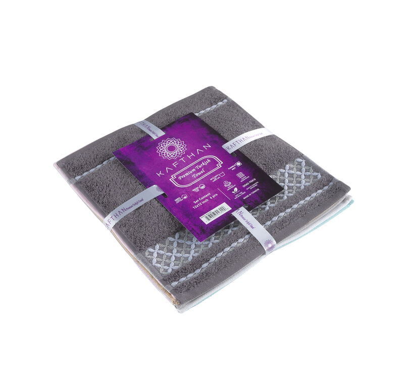 KAFTHAN Textile Multicolor Plaid Turkish Cotton Washcloths (Set of 6)