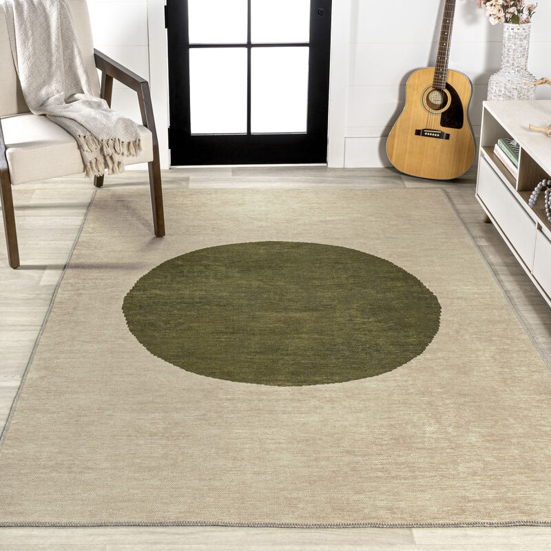 Cirkel Minimalist Geometric Dot Machine Washable Area Rug