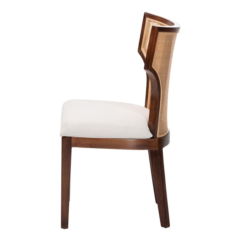bali & pari Franco Dining Chair - Sculpted Seating with Woven Rattan Backrest and Upholstered Seat for Kitchen or Dining Room image number 2
