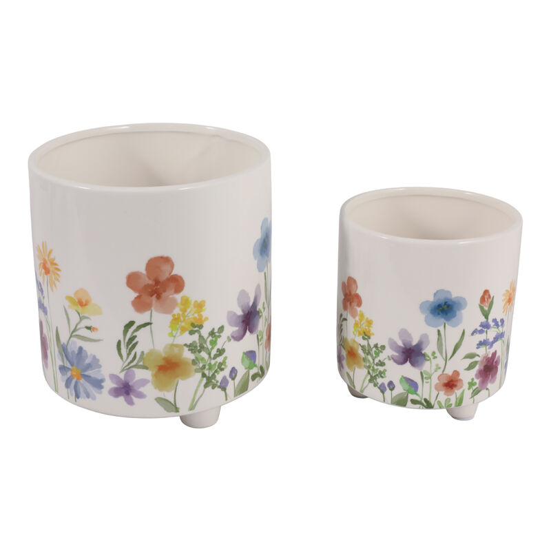 S/2 Wildflowers Footed Planter image number 2