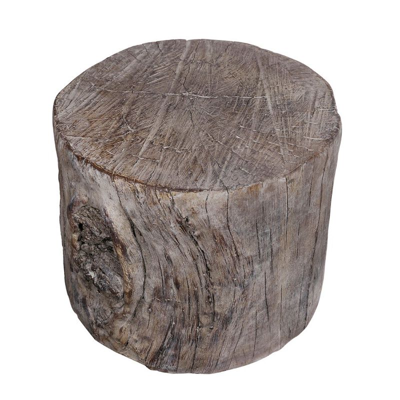 Antique Round Tree Stump Cement Stool,  Brown