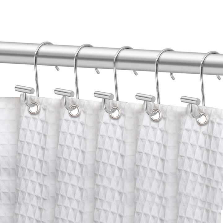 Utopia Alley Rust-Resistant Metal Shower Curtain Hooks with T-bar end, Shower Hooks Hangers for Bathroom, Kitchen Utensils, Curtains, Clothing, Towels etc - Set of 12