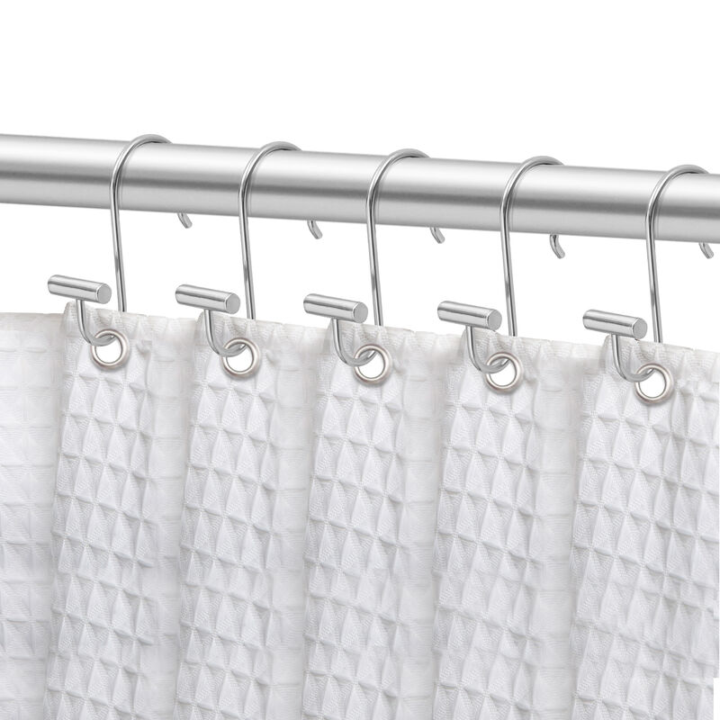 Utopia Alley Rust-Resistant Metal Shower Curtain Hooks with T-bar end, Shower Hooks Hangers for Bathroom, Kitchen Utensils, Curtains, Clothing, Towels etc - Set of 12 image number 1
