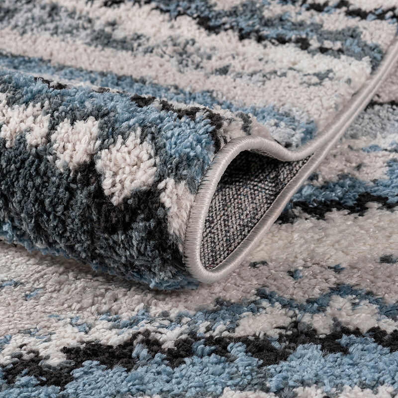 Watercolor Abstract Stripe Woven Area Rug, Super Soft High Pile, Stain/Fade Resistant