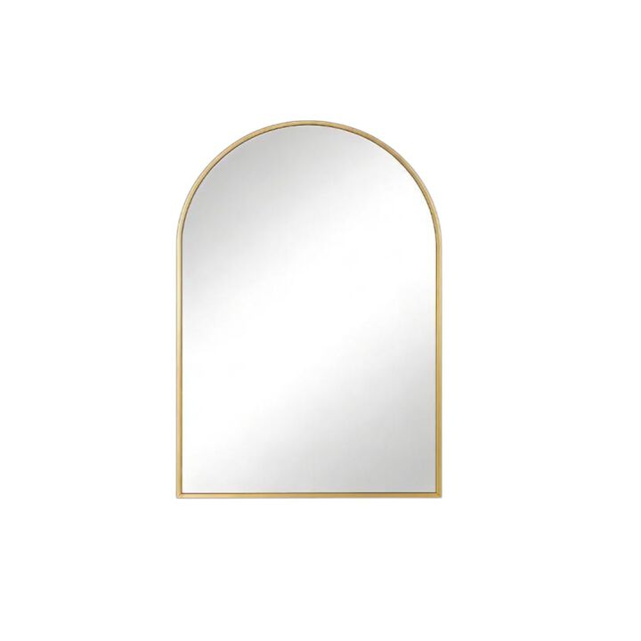 HomeRoots 35" Gold Aluminum Arch Framed Anti Fog Accent Mirror