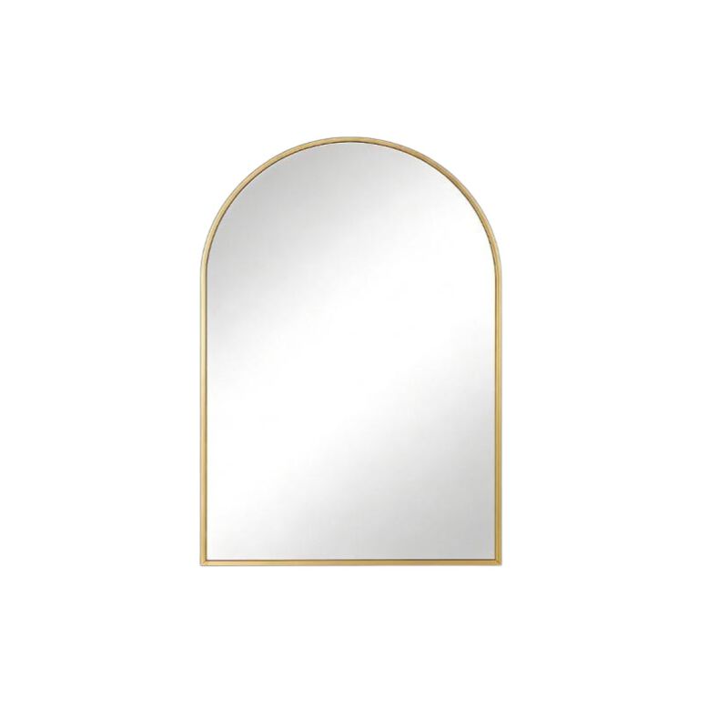 HomeRoots 35" Gold Aluminum Arch Framed Anti Fog Accent Mirror image number 0