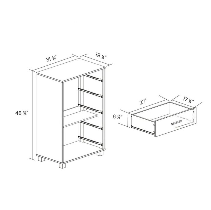 Hivvago Modern Farmhouse Solid Wood 5 Drawer Bedroom Chest in Light Brown Finish