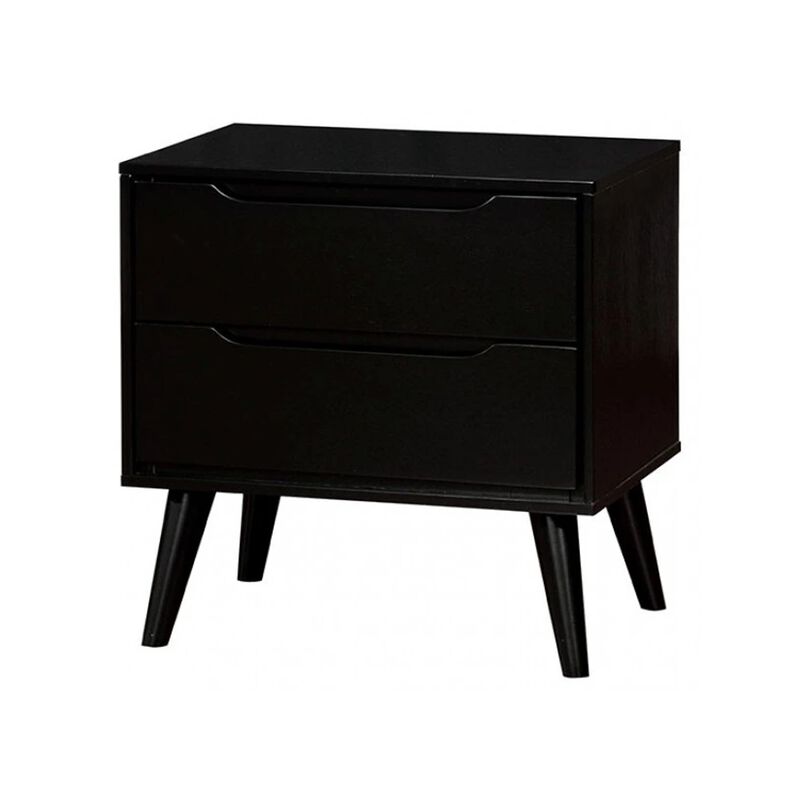 Leyla 4pc Full Bedroom Set, Dresser with Oval Mirror, Black Wood image number 4