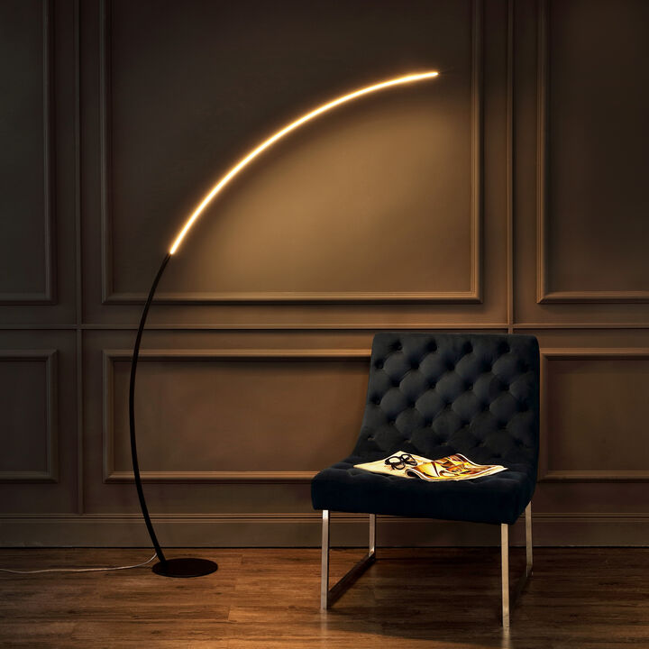 Enzo Contemporary Minimalist Metal Arc Dimmable Integrated LED Floor Lamp