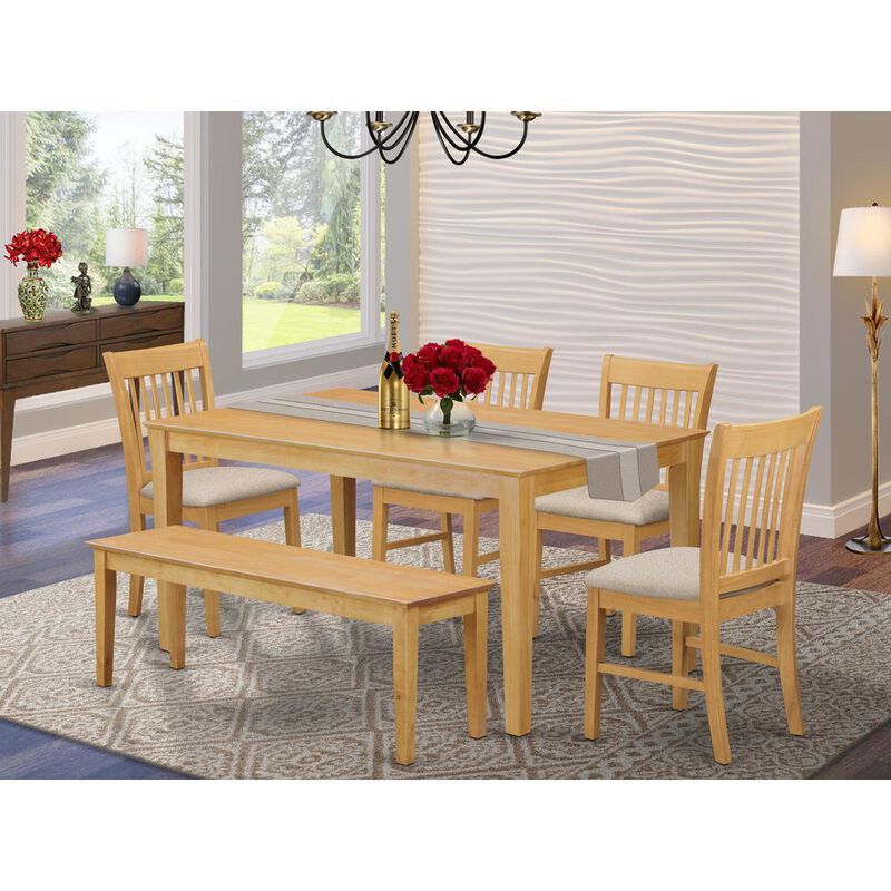 6-Pc Dinette set - Dinette Table and 4 Dining Chairs coupled with Wooden bench