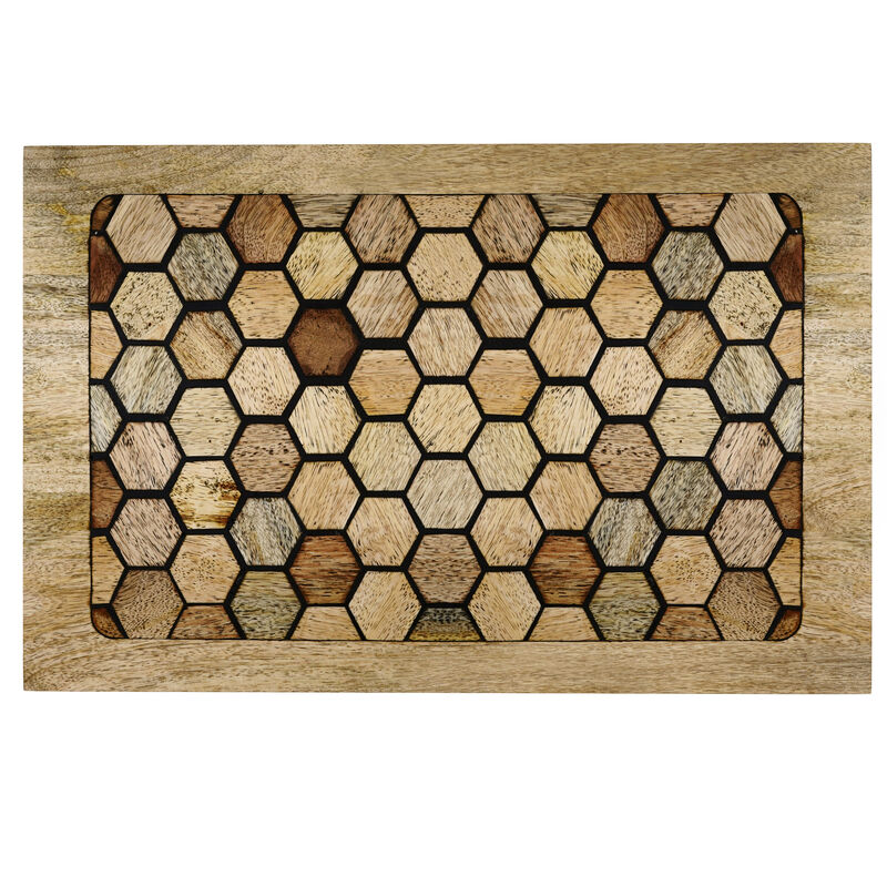 Davisville SOLID MANGO WOOD 11 inch Wide Rectangle Boho C Side Table in Natural, Fully Assembled