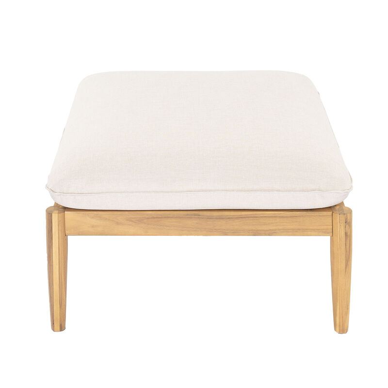 Christopher Knight Home Sidonie Outdoor Acacia Wood Ottoman with Cushion image number 0