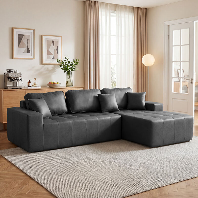Kipur Faux Leather L-Shaped Sectional Couch image number 2
