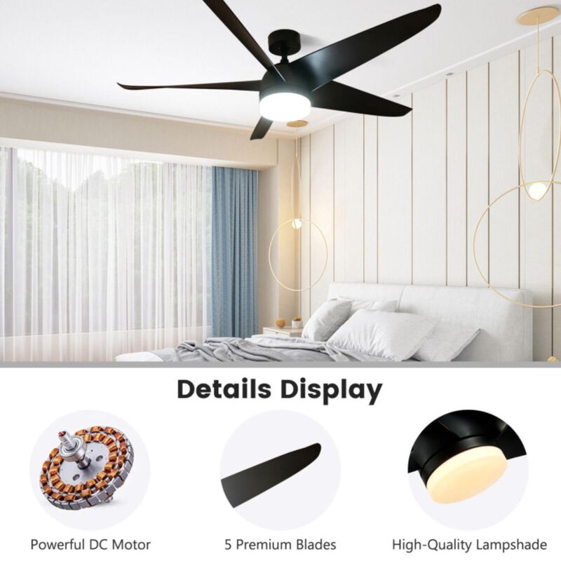Hivvago 60 Inch Reversible Ceiling Fan with Light-Black