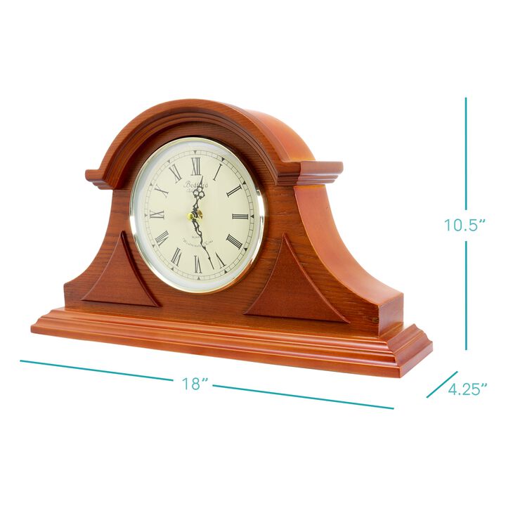 Bedford Clock Collection Mahogany Cherry Mantel Clock with Chimes