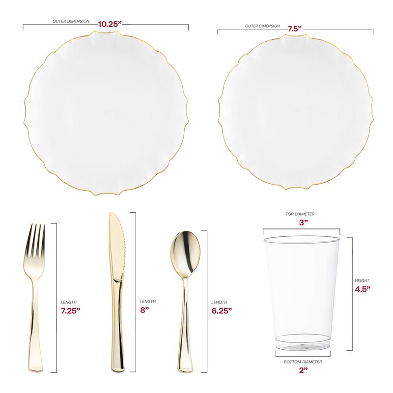 Clear with Gold Rim Round Lotus Plastic Wedding Value Set (120 Sets) image number 2