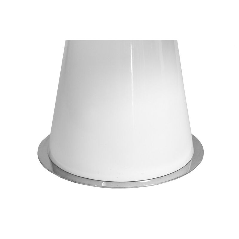 John Dining Table, 53 Inch Round Top, Modern Cone Base, White, Steel - Benzara