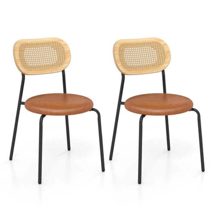 Hivvago Set of 2 Rattan Dining Chair with Metal Legs