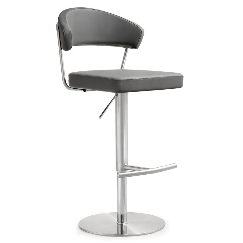 Cosmo Black Performance Vegan Leather and Stainless Steel Barstool