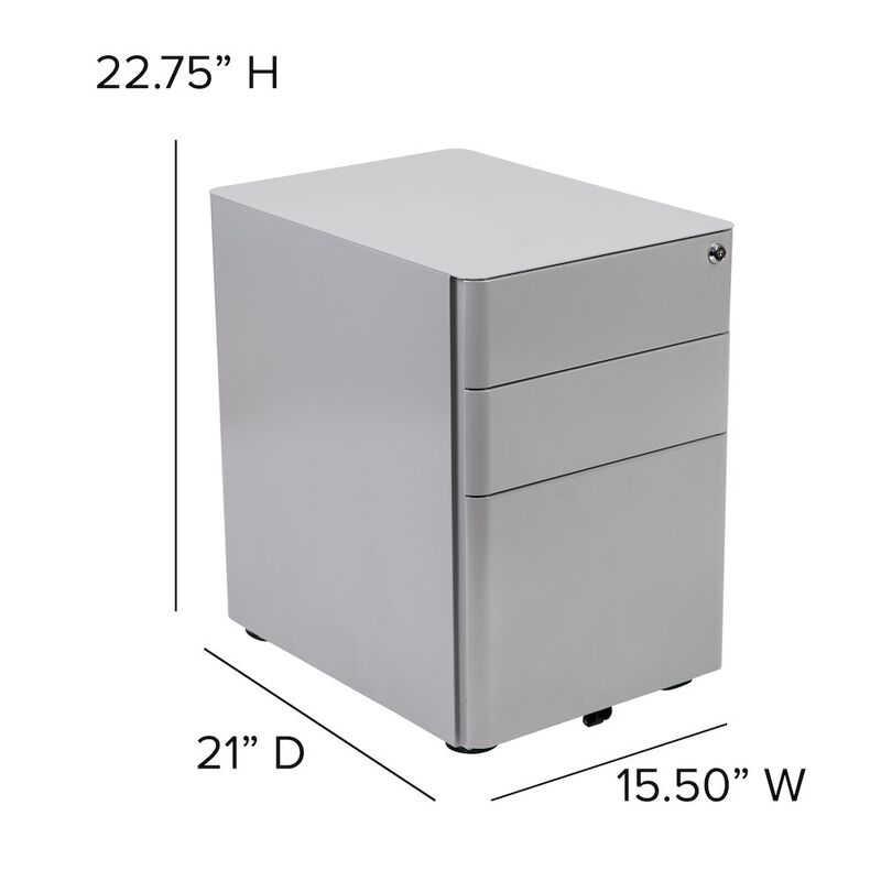 Flash Furniture 3-Drawer Mobile Locking Filing Cabinet with Anti-Tilt Mechanism, Gray image number 3