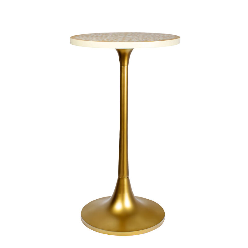 Nysha Modern Bohemian Metal/Resin Inlay Top End Table