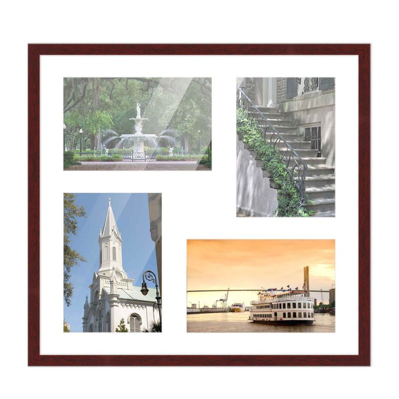 14x14 Wood Collage Frame with a White Mat for 5x7 Pictures