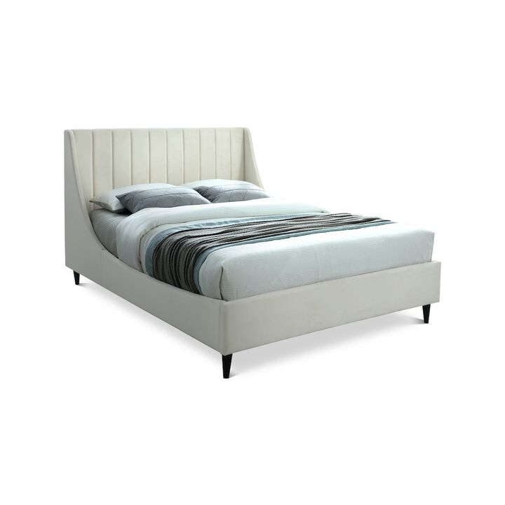 Meridian Furniture Eva Cream Velvet Queen Bed