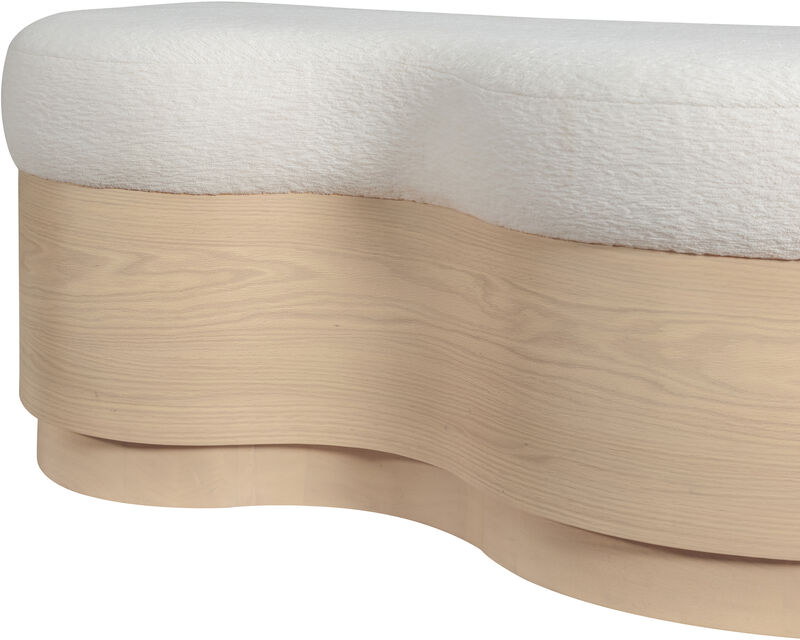 Meridian Furniture Savoy Cream Velour Fur Fabric Bench