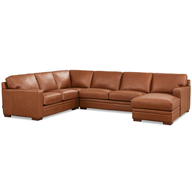 Dillon Top Grain Leather U-Shaped Sectional with Right Chaise