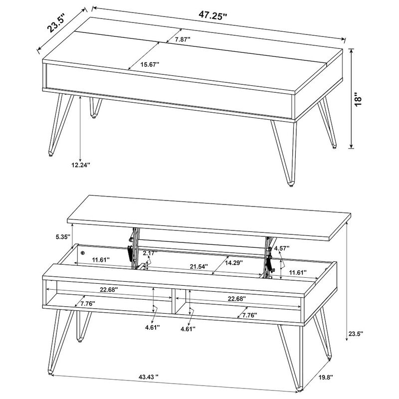 Plethoria Home Golden Oak and Black Coffee Table