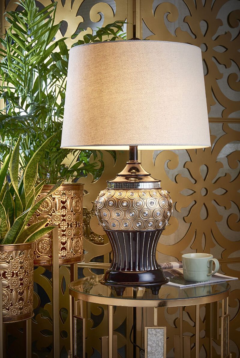 Hivvago Glitzy Gold Bejeweled Table Lamp