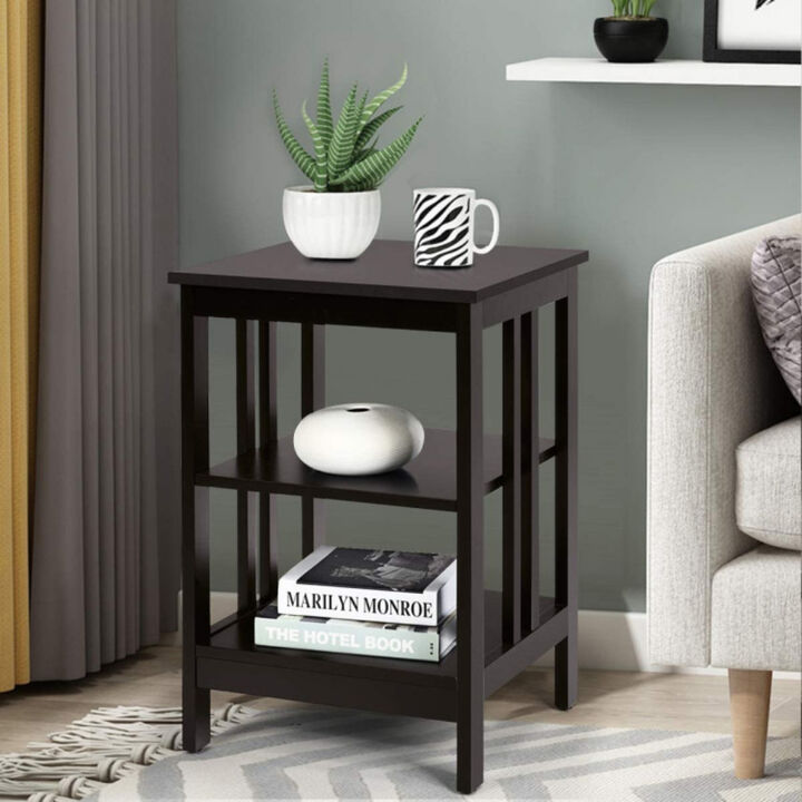 2 Piece 3 Tier Nightstand Set with Reinforced Structure and Stable Design