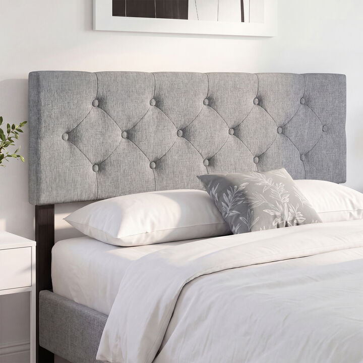 Upholstered Bed Headboard Panel for Queen and Full Beds with Tufted Design
